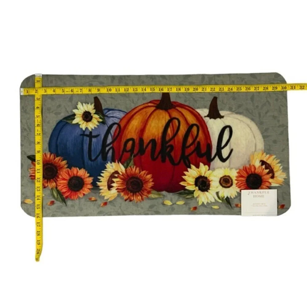 Sunflower Pumpkin Accent Rug Welcome Mat Thankful Rectangle Multicolor 17 x 30